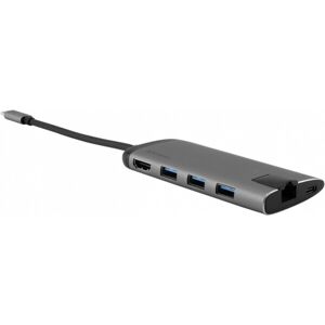 Verbatim USB-C Multiport HUB, 3x USB 3.0, 1x USB-C, HDMI, LAN, SD, microSD dokovacia stanica šedá