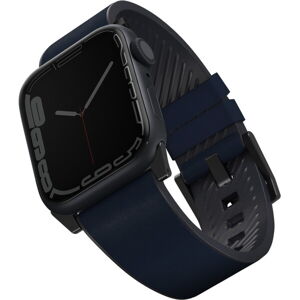 UNIQ Straden vodeodolný kožený remienok Apple Watch 45/44/42mm modrý