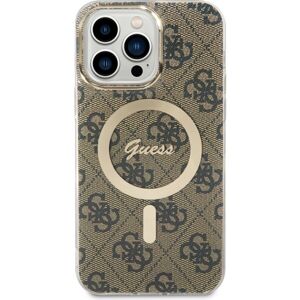 Guess 4G IML MagSafe Kompatibilný Zadný Kryt pre iPhone 14 Pro Max Brown