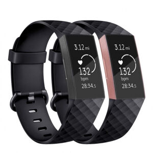 BStrap Silicone Diamond (Large) remienok na Fitbit Charge 3 / 4, black (SFI008C10)