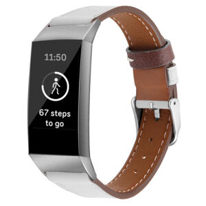 BStrap Leather Italy (Small) remienok na Fitbit Charge 3 / 4, white (SFI006C02)