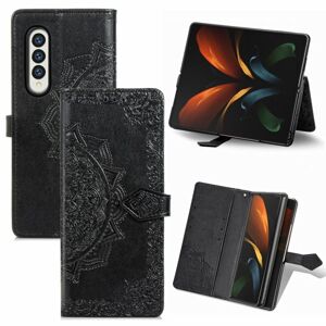 Peňaženkové puzdro Embossing Pattern Mandala Flower čierne – Samsung Galaxy Z Fold 3