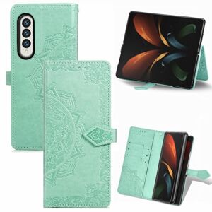 Peňaženkové puzdro Embossing Pattern Mandala Flower zelené – Samsung Galaxy Z Fold 3
