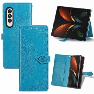 Peňaženkové puzdro Embossing Pattern Mandala Flower modré – Samsung Galaxy Z Fold 3