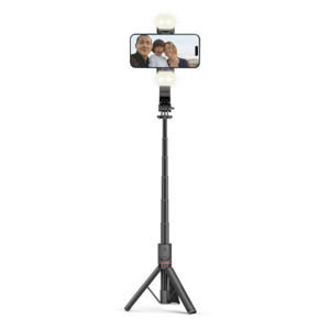 Tech-Protect L05S bluetooth selfie tyč so statívom a LED svetlom, čierna