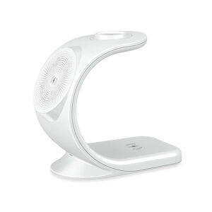 15W 3v1 nabíjacia bezdrôtová stanica pre AirPods a Apple Watch - oblúkový, biely