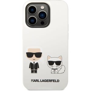 Karl Lagerfeld and Choupette Liquid Silicone kryt iPhone 14 Pro Max biely