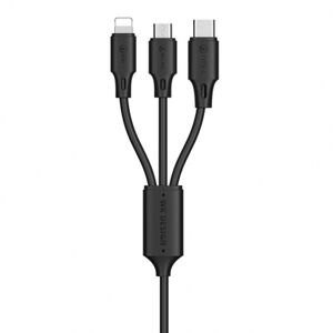 WK Design 3in1 kábel USB - Micro USB / Lightning / USB-C 2A 1.15m, čierny (WDC-103th black)