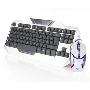 E-blue Auroza, sada klávesnice s optickou hráčskou myšou, US, herná, drôtová (USB), biela