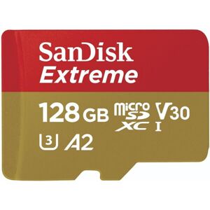 SanDisk Extreme microSDXC 128GB + SD adaptér 190MB/s a 90MB/s A2 C10 V30 UHS-I U3