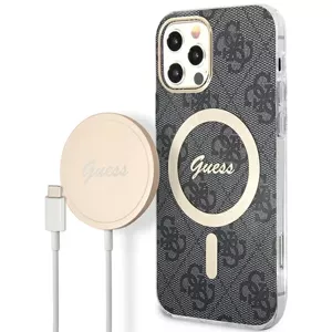 Kryt Guess Case + Charger Set iPhone 12/12 Pro black hard case 4G Print MagSafe (GUBPP12MH4EACSK)
