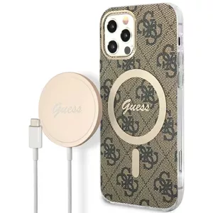 Kryt Guess Case + Charger Set iPhone 12/12 Pro brown hard case 4G Print MagSafe (GUBPP12MH4EACSW)