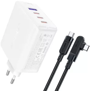 Nabíjačka Wall charger Acefast  A37 PD100W GAN, 4x USB, 100W (white)