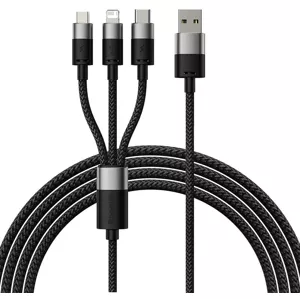 Kábel 3in1 USB cable Baseus StarSpeed Series, USB-C + Micro + Lightning 3,5A, 1.2m (Black) (6932172622268)