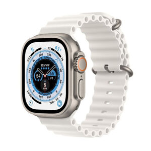 Apple Watch Ultra GPS + Cellular 49mm Titanium Case with White Ocean Band MNHF3CSA