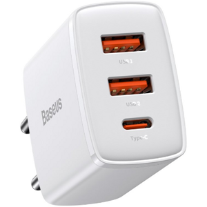Sieťová nabíjačka Baseus CCXJ-E02 Compact Quick 2x USB 1x USB-C 30W biela