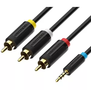 Kábel Vention Cable Audio AV 3.5mm Male to 3x RCA Male BCBBH 2m Black
