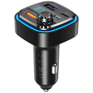 Nabíjačka do auta XO Car charger / FM transmitter XO BCC08 USB x2, USB-C, MP3, Bluetooth 5.0 (black)