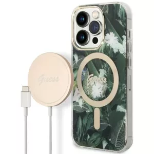 Kryt Guess Case + Charger Set iPhone 14 Pro 6,1" green hard case Jungle MagSafe (GUBPP14LHJEACSA)
