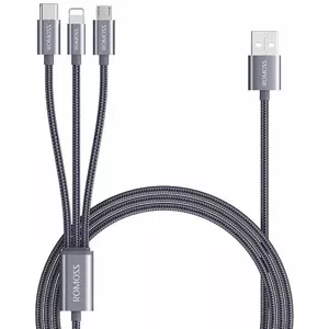 Kábel Romoss CB25A 3in1 USB-C / Lightning / Micro 3A USB cable 1.5m, gray (6958377511756)