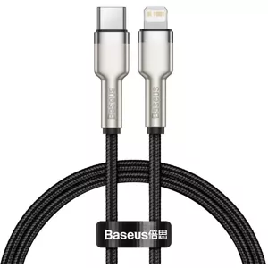 Kábel USB-C cable for Lightning Baseus Cafule, PD, 20W, 0,25m, black (6953156202054)