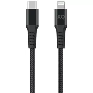 Kábel XQISIT NP Cotton braided Lightn. to USB-C 3.0 200cm black (50891)
