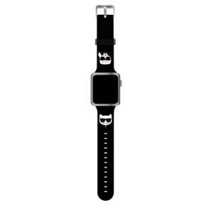 Náhradný remienok na Apple Watch 38/40mm KLAWMSLCKK Karl Lagerfeld Karl and Choupette čierny