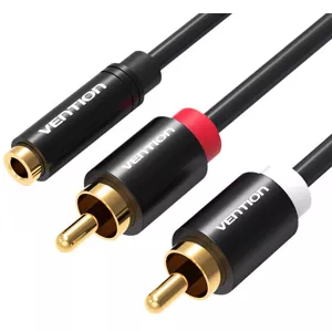 Kábel Vention Cable Audio 3.5mm Female to 2x Male RCA VAB-R01-B150 1,5m Black