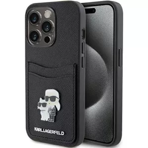 Kryt Karl Lagerfeld KLHCP15LSAPKCNPK iPhone 15 Pro 6.1" black hardcase Saffiano Cardslot Karl&Choupette Metal Pin (KLHCP15LSAPKCNPK)