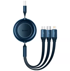 Kábel Baseus Bright Mirror 2, USB 3-in-1 cable for micro USB / USB-C / Lightning 3.5A 1.1m (Blue)
