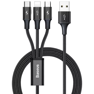 Kábel USB cable 3in1 Baseus Rapid Series, USB to micro USB / USB-C / Lightning, 3.5A, 1.2m (Black)