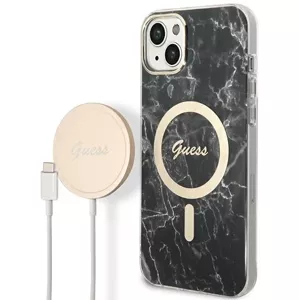 Kryt Guess Case + Charger Set iPhone 14 Plus 6,7" black hard case Marble MagSafe (GUBPP14MHMEACSK)