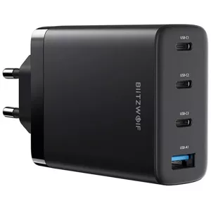 Nabíjačka Blitzwolf BW-S23 Wall charger, 3x USB-C, USB-A, GaN, 100W (black) (5905316141131)