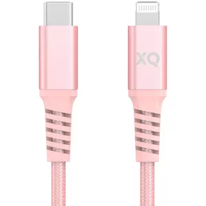 Kábel XQISIT NP Cotton braided Lightn. to USB-C 3.0 200cm pink (50892)