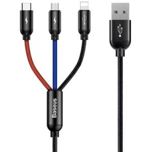 Kábel Baseus 3in1 Cable USB-C / Lightning / Micro 3,5A 0,3m (Black) (6953156273931)