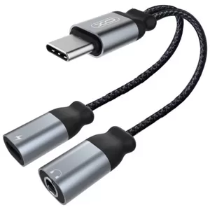 Adaptér Audio adapter Type-c to Type-c + Jack 3.5mm XO NBR160B Bluetooth transfer function, black (6920680872862)