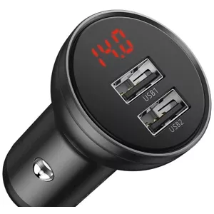 Nabíjačka do auta Baseus Digital Display Dual USB 4.8A Car Charger 24W Grey (6953156215399)