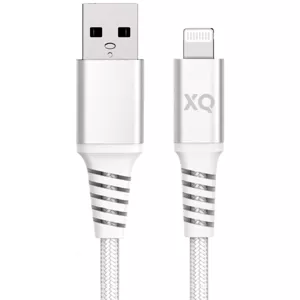 Kábel XQISIT NP Cotton braided Lightn. to USB-A 2.0 200c white (50884)
