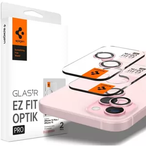Ochranné sklo Spigen Glass tR EZ Fit Optik Pro 2 Pack, pink - iPhone 15/15 Plus/14/14 Plus (AGL07167)