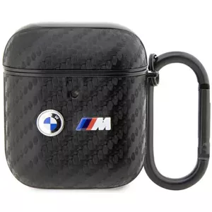 Púzdro BMW AirPods 1/2 Black Carbon Double Metal Logo (BMA2WMPUCA2)