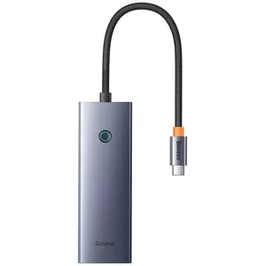 USB Hub Baseus Hub UltraJoy Series Lite 4-Port (Type-C to USB 3.0*3+RJ45*1+USB-C 5V) (gray)