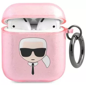 Obal Karl Lagerfeld KLA2UKHGP AirPods cover pink Glitter Karl`s Head (KLA2UKHGP)