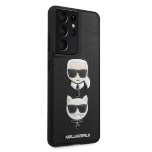 Puzdro Karl Lagerfeld KLHCS21LSAKICKCBK na Samsung Galaxy S21 Ultra 5G Saffiano K&C Heads čierne