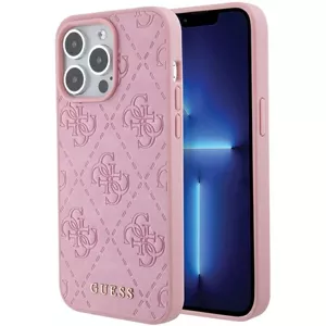Kryt Guess GUHCP15XP4EPMP iPhone 15 Pro Max 6.7" pink hardcase Leather 4G Stamped (GUHCP15XP4EPMP)