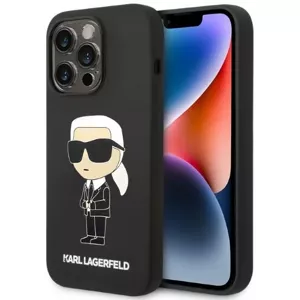 Kryt Karl Lagerfeld iPhone 14 Pro Max 6,7" hardcase black Silicone NFT Ikonik Magsafe (KLHMP14XSNIKBCK)