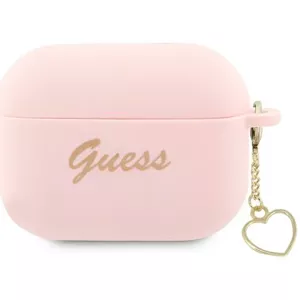 Púzdro Guess AirPods Pro 2 cover pink Silicone Charm Heart Collection (GUAP2LSCHSP)