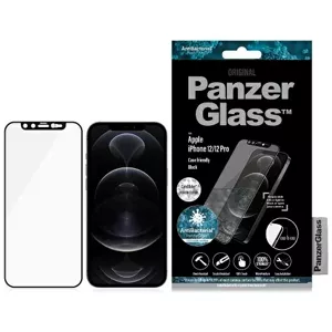 Ochranné sklo PanzerGlass E2E Microfracture iPhone 12 /12 Pro 6,1" CamSlider Swarovsky Case Friendly AntiBacterial black (2717)