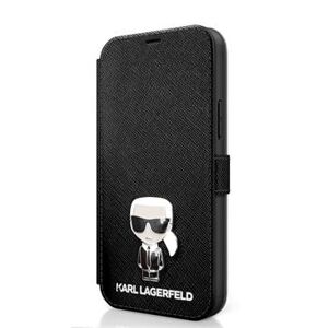 Diárové puzdro na Apple iPhone 12 mini 5.4 KLFLBKP12SIKMSBK Karl Lagerfeld Saffiano Iconic čierne