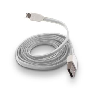 FOREVER Apple iPhone 5/6 lightning USB kábel biely silikónový plochý