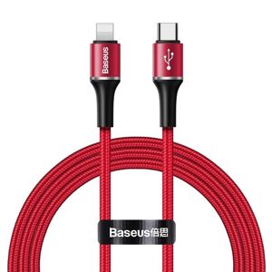 Kábel Baseus Halo USB-C/Lightning, opletený 18W, 1m červený